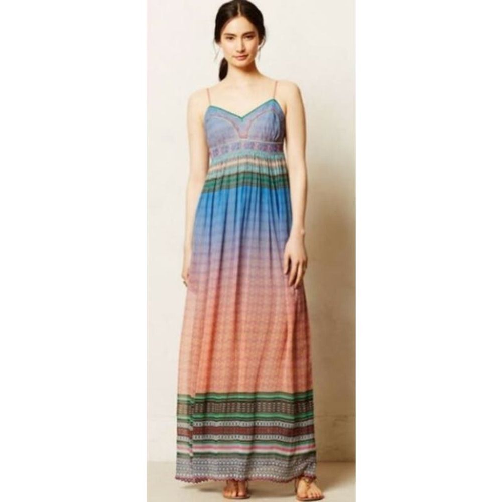 Anthropologie Tanvi Kedia Sunset District Beaded Maxi Dress Sz. 4
